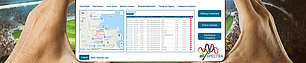 Event-based spectrum monitoring for temporary frequency management Tablet displaying spectrum monitoring interface for managing frequencies at major public or private events